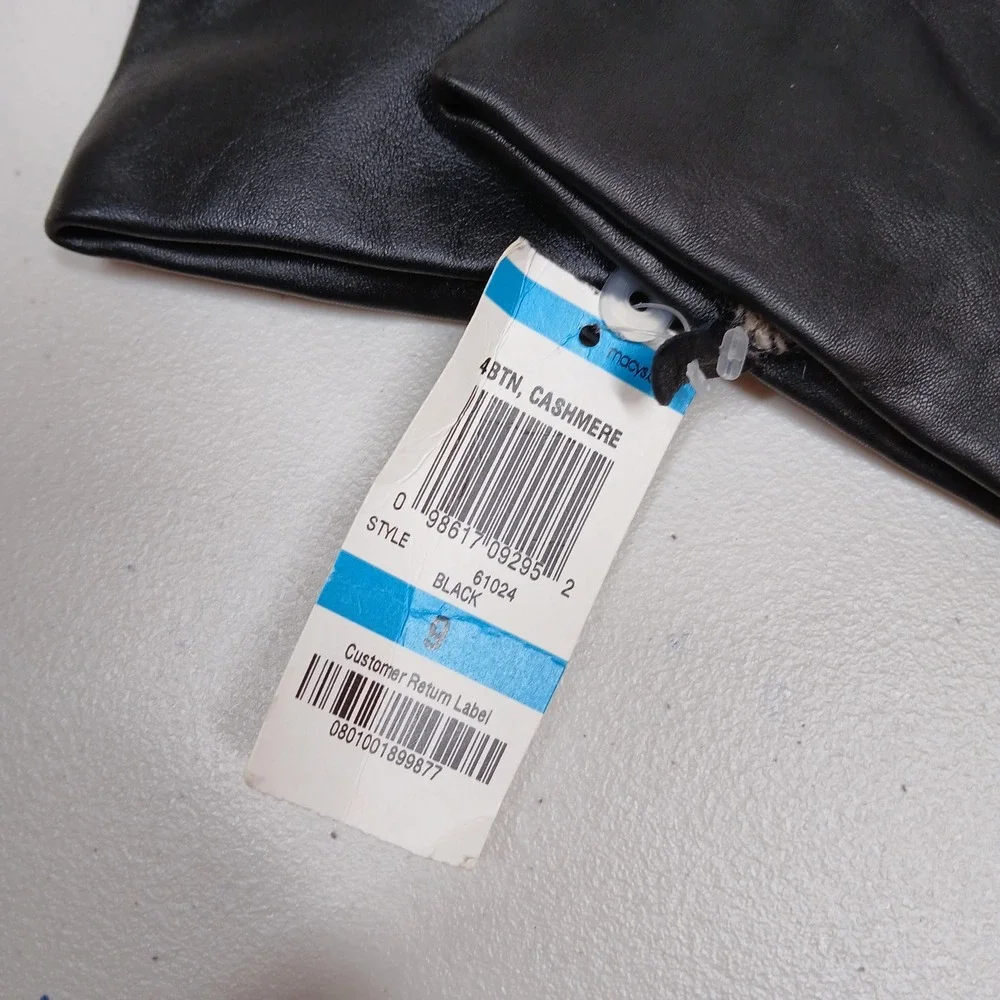 NWT Charter Club Gloves Women's 9 Black Genuine Leather Cashmere Lined